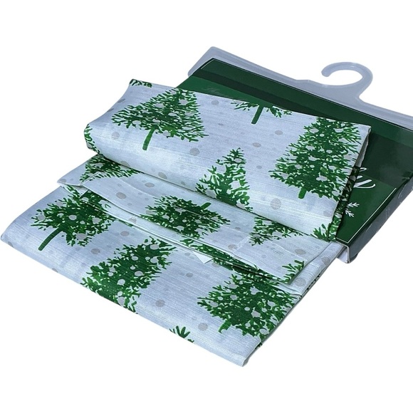 Christmas Tree Dot Shower Curtain Fabric Holiday Decor Green White 70 x 72 In - Picture 2 of 16